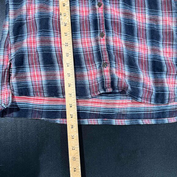 Free People Plaid Shirt Small Sequin Embellished Bohemian Western Mixed Media - Picture 12 of 14